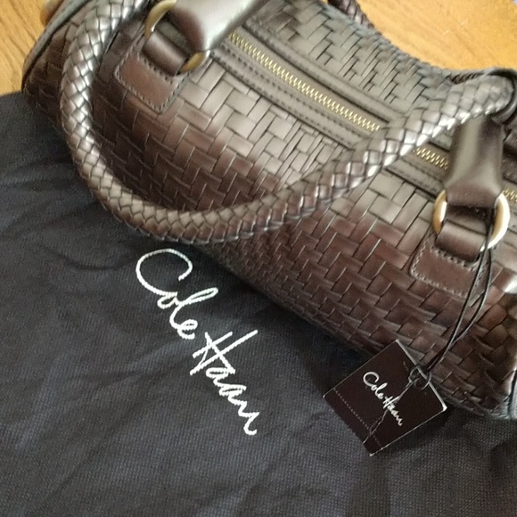 Cole Haan Handbags - #2 HOST PICK Cole Haan DESIGNER Rollbag Bronze Woven LEATHER NWT